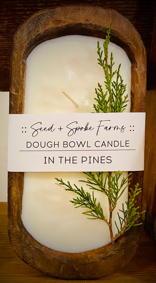 In the Pines - Rustic Wood Dough Bowl Candle