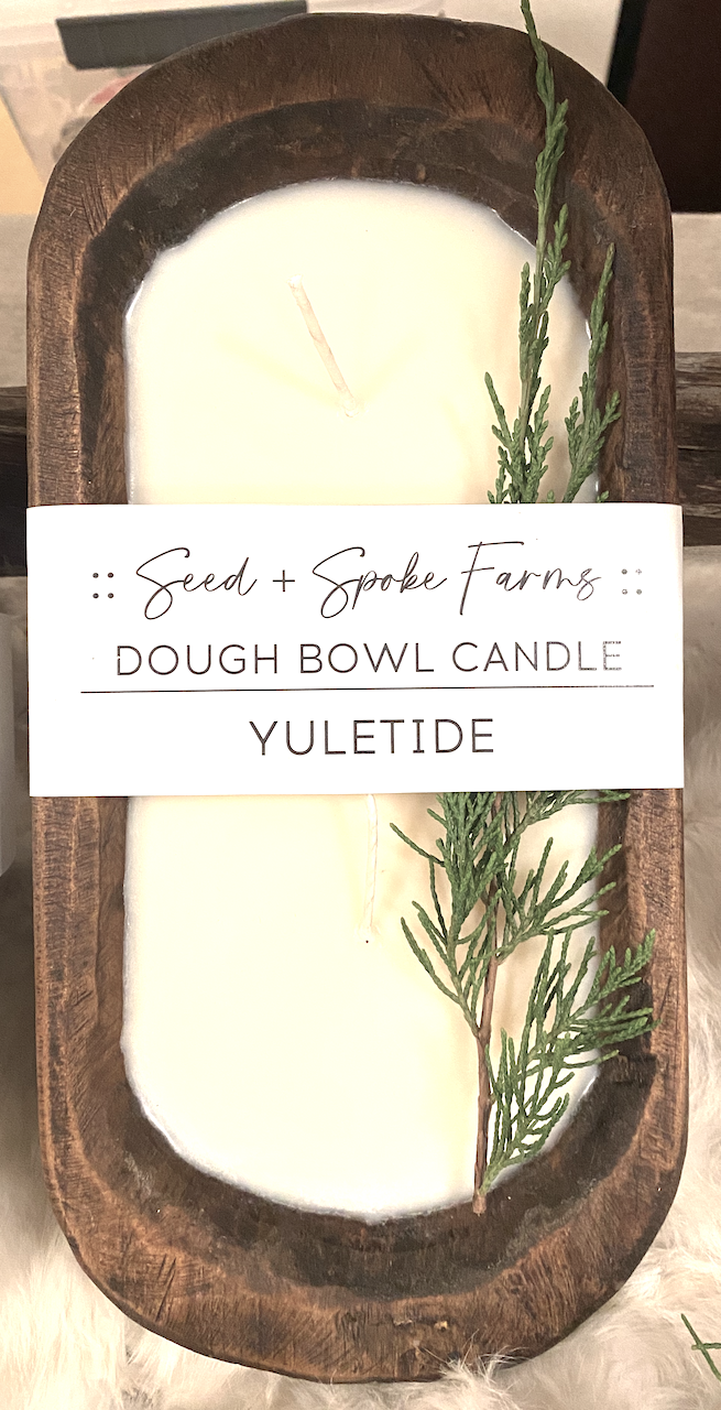 Yuletide - Rustic Wood Dough Bowl Candle